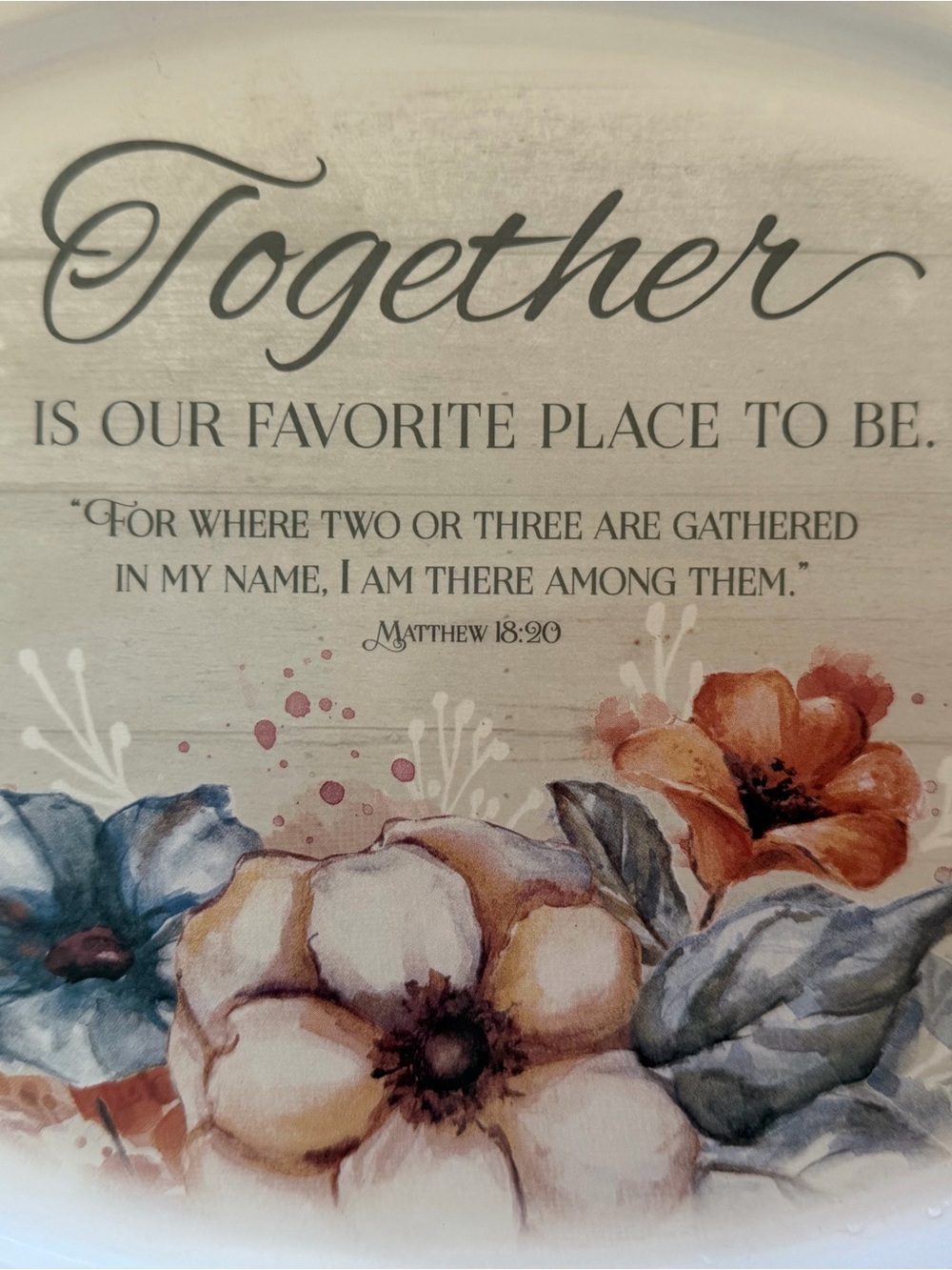 Together Floral Wall Decor Sign - Neutral, Blue & Orange